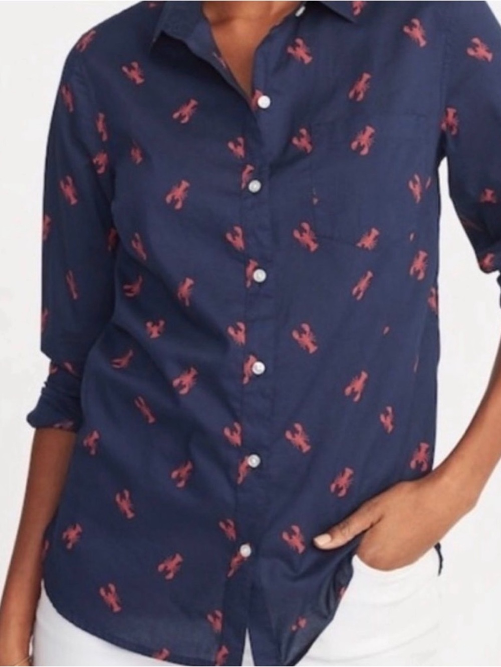 Button down shirt blue red